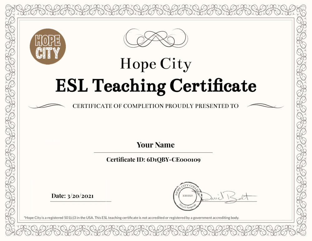 ESL certificate